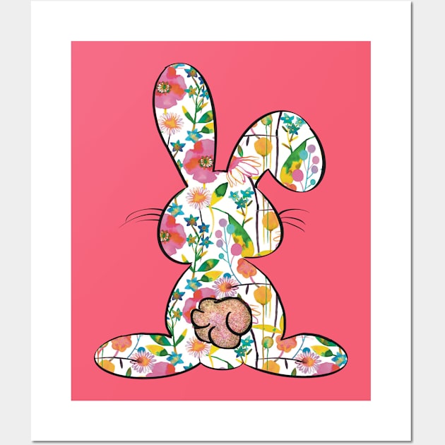 Pretty Easter Bunny floral pattern Wall Art by Sheila’s Studio